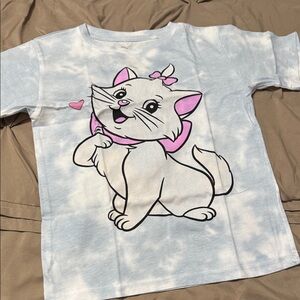 Disney Sky Blue Tee with Playful Cat Design